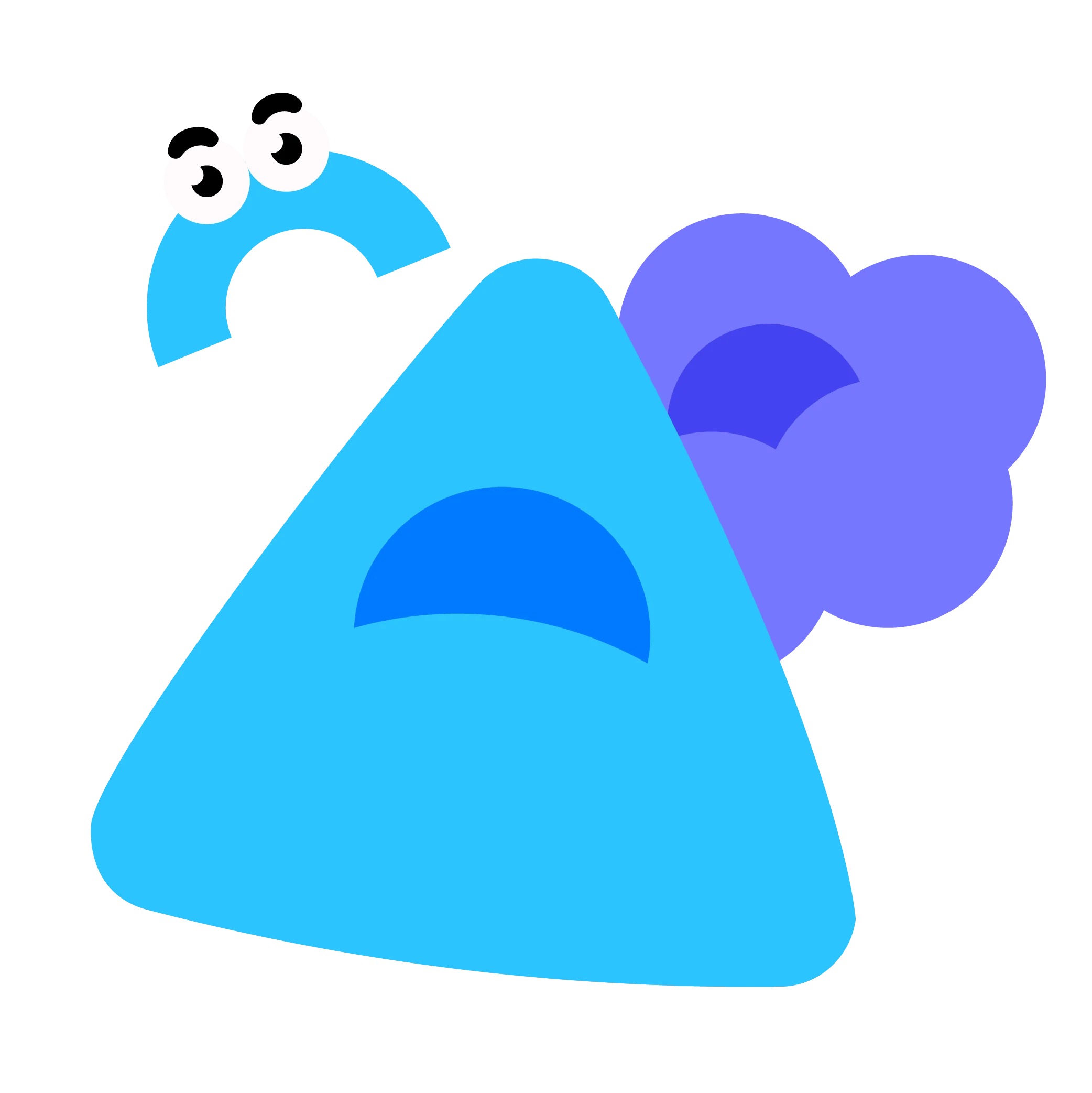Blue triangle and bird brand character